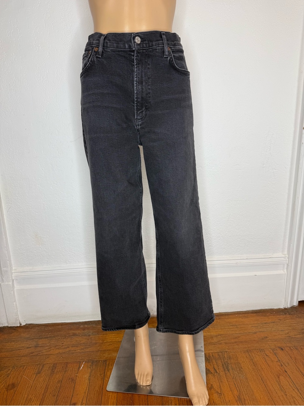AGOLDE Ren High-Rise Wide Leg Jeans Size 31 Faded Black